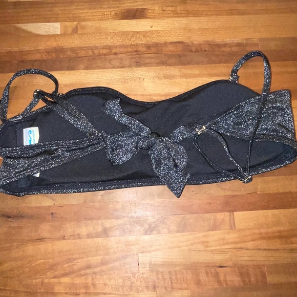 CALIFORNIA WAVES Juniors' Metallic Shine 3pc bikini set black/purple large - Picture 4 of 12